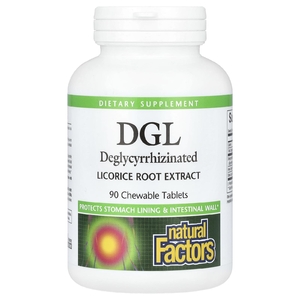 Natural Factors, DGL, глицирризинат экстракта из корня солодки, 90 жевательных таблеток