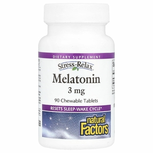 Natural Factors, Stress-Relax, мелатонин, 3 мг, 90 жевательных таблеток