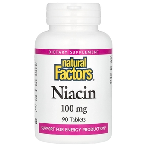 Natural Factors, ниацин, 100 мг, 90 таблеток