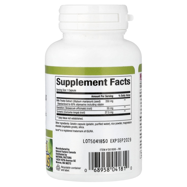 Natural Factors, Растительные факторы® расторопша плюс, 90 капсул