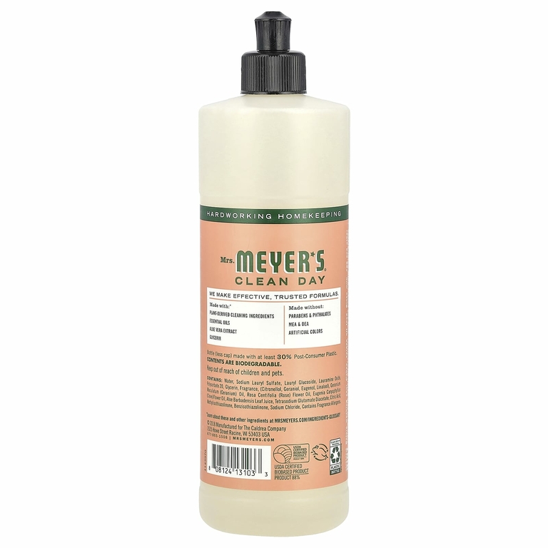 Mrs. Meyers Clean Day, жидкость для мытья посуды, герань, 473 мл (16 жидк. унций)