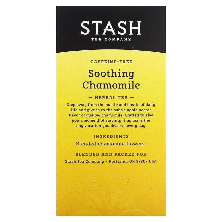 Stash Tea, Herbal Tea, успокаивающая ромашка, без кофеина, 20 чайных пакетиков, 18 г (0,6 унции)