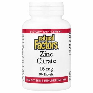 Natural Factors, цитрат цинка, 15 мг, 90 таблеток