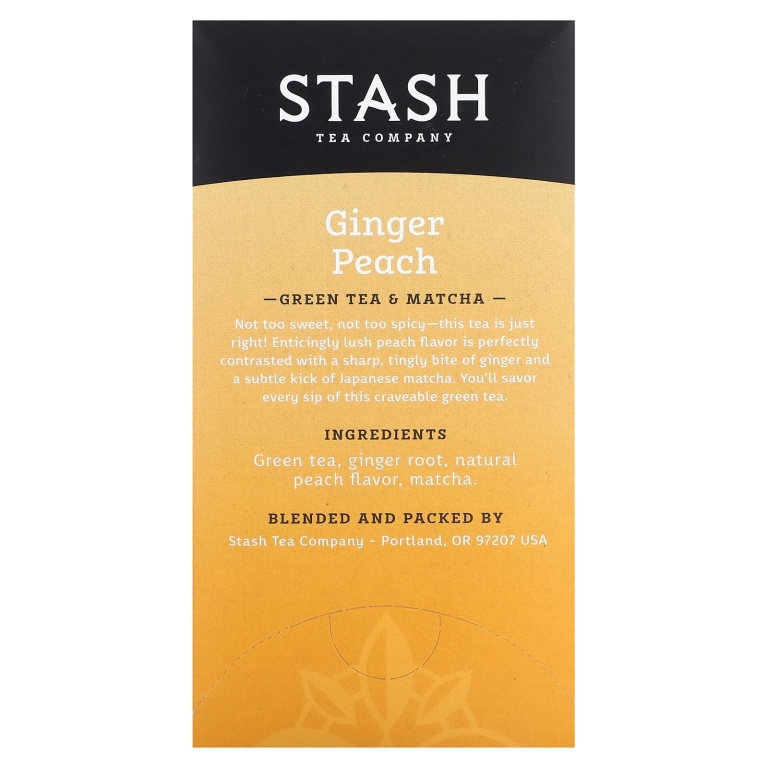 Stash Tea, Зеленый чай и матча, имбирь и персик, 18 чайных пакетиков, 36 г (1,2 унции) (Товар снят с продажи) 