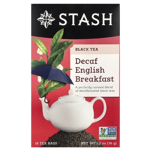 Stash Tea, Черный чай, без кофеина, английский завтрак, 18 чайных пакетиков, 36 г (1,2 унции)