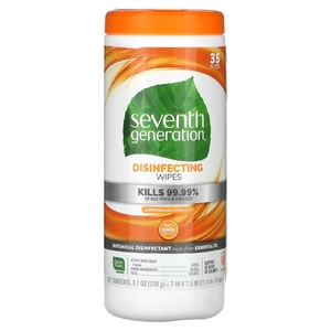 Seventh Generation, дезинфицирующие салфетки, лемонграсс и цитрус, 35 влажных салфеток, 230 г (8,1 унции)
