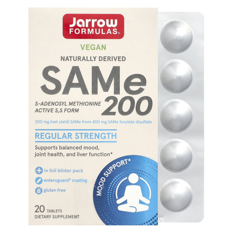 Jarrow Formulas, SAMe 200, 200 мг, 20 таблеток