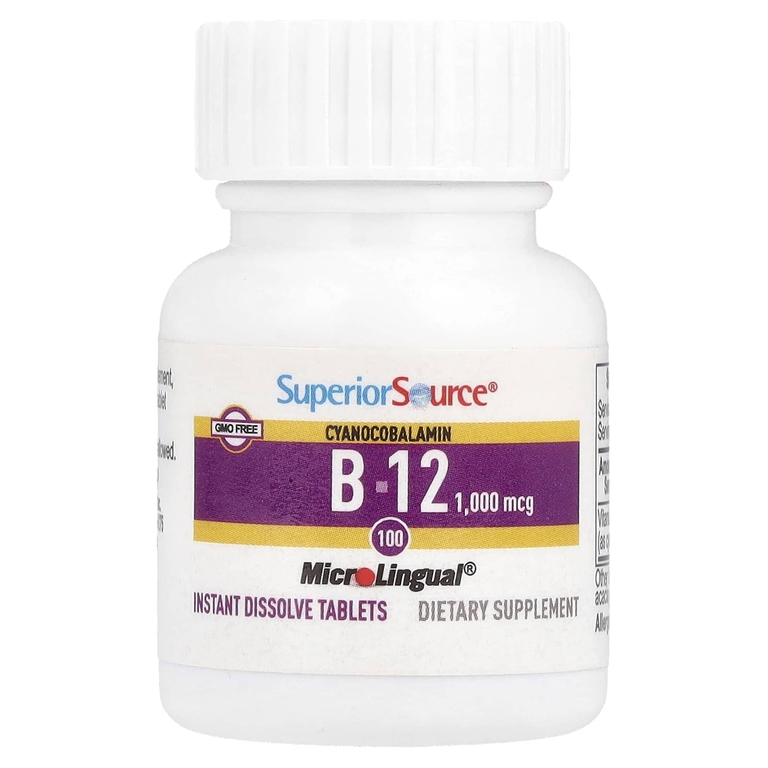 Superior Source, Цианокобаламин B12, 1000 мкг, 100 быстрорастворимых таблеток MicroLingual®