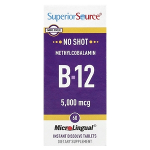 Superior Source, метилкобаламин B12, 5000 мкг, 60 быстрорастворимых таблеток MicroLingual