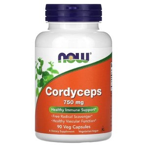 NOW Foods, кордицепс, 750 мг, 90 растительных капсул