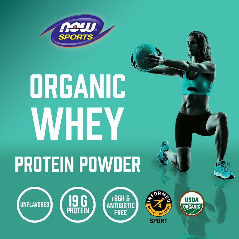 NOW Foods, Sports, органический сывороточный белок, нейтральный, без вкуса, 454 г (1 фунт)