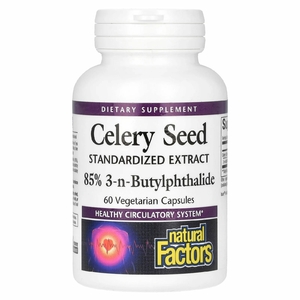 Natural Factors, семена сельдерея, стандартизированный экстракт, 60 растительных капсул