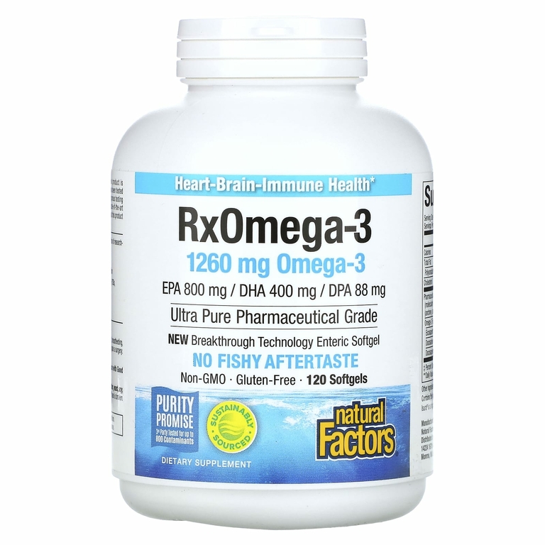 Natural Factors, Rx Omega-3, омега-3, 1260 мг, 120 капсул (630 мг в 1 капсуле)