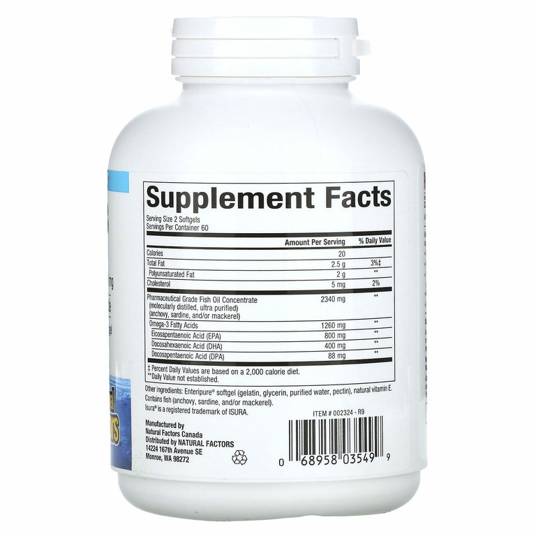 Natural Factors, Rx Omega-3, омега-3, 1260 мг, 120 капсул (630 мг в 1 капсуле)