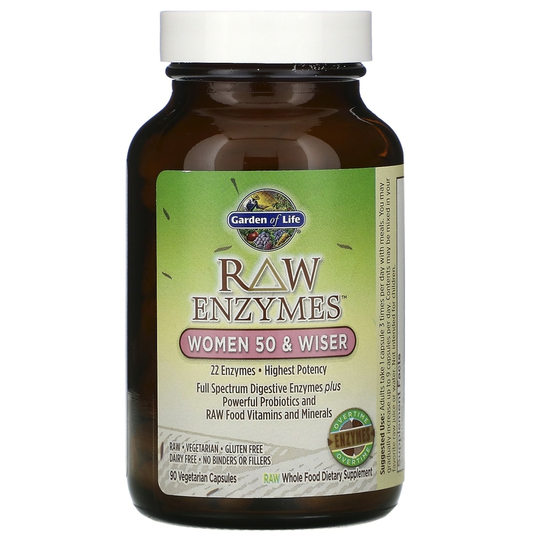 Garden of Life, RAW Enzymes, ферменты для женщин от50 лет, 90 вегетарианских капсул