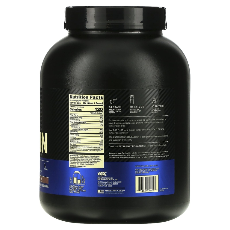Optimum Nutrition, Gold Standard® 100% Casein, со вкусом шоколада, 1,8 кг (3,97 фунта)