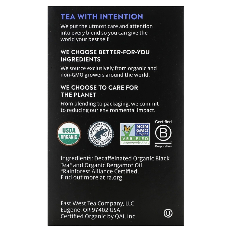 Choice Organic Teas, Черный чай без кофеина, Эрл Грей, 16 чайных пакетиков, 29 г (1,02 унции)