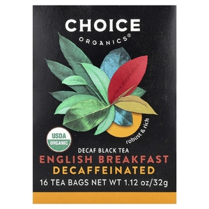 Choice Organics, черный чай, «английский завтрак», без кофеина, 16 чайных пакетиков, 32 г (1,12 унции) (Товар снят с продажи) 