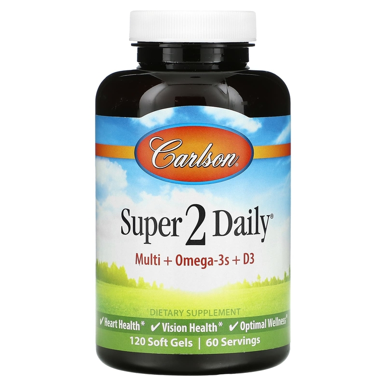 Carlson, Super 2 Daily, витамины и микроэлементы, 120 мягких таблеток