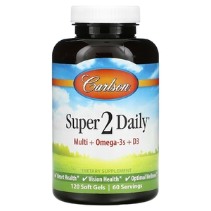 Carlson, Super 2 Daily, витамины и микроэлементы, 120 мягких таблеток