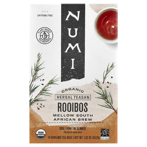 Numi Tea, растительный чай, ройбуш, без кофеина, 18 чайных пакетиков без ГМО, 43,2 г (1,52 унции)