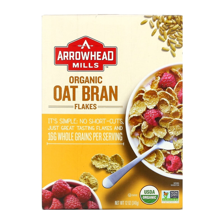 Arrowhead Mills, органические хлопья из овсяных отрубей, 340 г (12 унций)