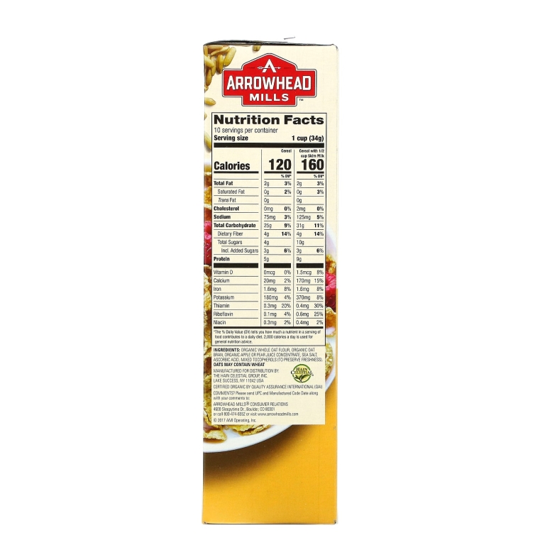 Arrowhead Mills, органические хлопья из овсяных отрубей, 340 г (12 унций)