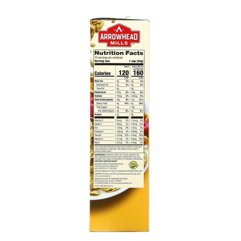 Arrowhead Mills, органические хлопья из овсяных отрубей, 340 г (12 унций)