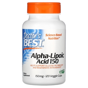 Doctor's Best, альфа-липоевая кислота 150, 150 мг, 120 растительных капсул