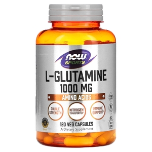 NOW Foods, Sports, L-глутамин, двойная сила, 1000 мг, 120 вегетарианских капсул