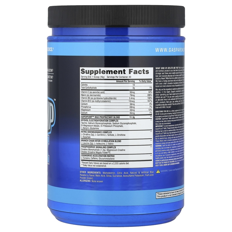 Gaspari Nutrition, SuperPump Max, синий малиновый лед, 640 г (1,41 фунта)