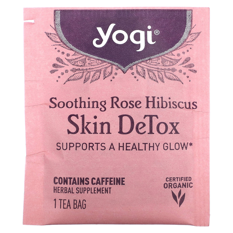 Yogi Tea, Skin DeTox, успокаивающий чай с розой и гибискусом, 16 чайных пакетиков, 32 г (1,12 унции)