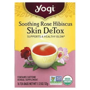 Yogi Tea, Skin DeTox, успокаивающий чай с розой и гибискусом, 16 чайных пакетиков, 32 г (1,12 унции)