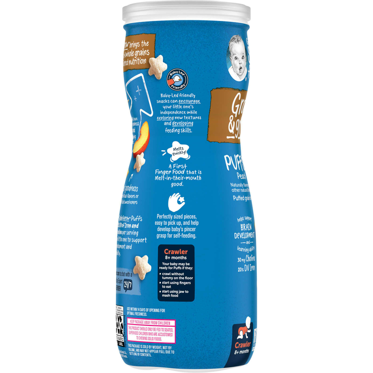 Gerber, Snacks for Baby, Grain & Grow, Puffs, воздушные закуски, для детей от 8 месяцев, батат, 42 г (1,48 унции)