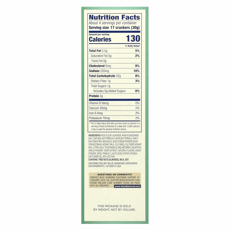 Blue Diamond, Almond Nut-Thins, снэки из рисовых крекеров с миндалем, Country Ranch, 120,5 г (4,25 унции)