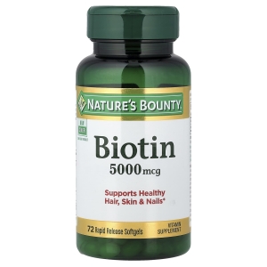 Nature's Bounty, Биотин, 5000 мкг, 72 капсулы с быстрым высвобождением