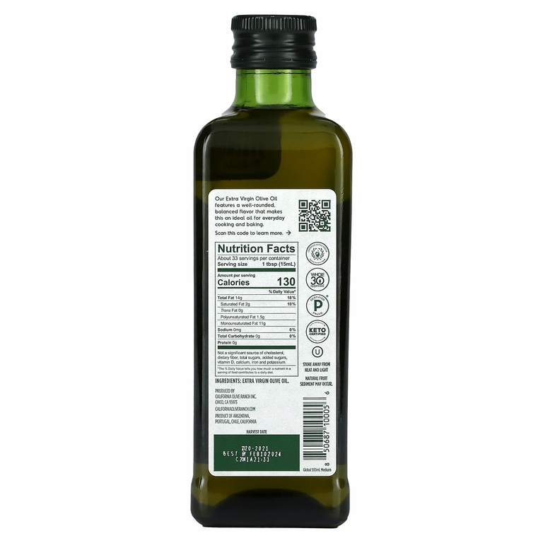 California Olive Ranch, Global Blend, Medium, нерафинированное оливковое масло высшего качества, 500 мл (16,9 жидк. унции)