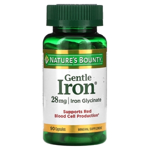 Nature's Bounty, Gentle Iron, железо, 28 мг, 90 капсул