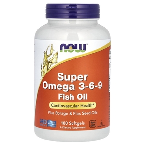 NOW Foods, Super Omega 3-6-9, добавка с омега-3-6-9, 180 капсул