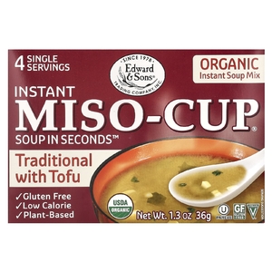 Edward & Sons, Instant Miso-Cup, мисо-суп быстрого приготовления, традиционный рецепт с тофу, 4 порции, 36 г (1,3 унции)