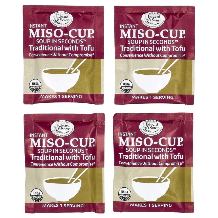 Edward & Sons, Instant Miso-Cup, мисо-суп быстрого приготовления, традиционный рецепт с тофу, 4 порции, 36 г (1,3 унции)