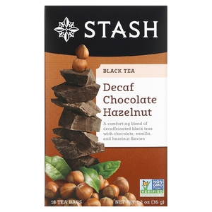 Stash Tea, Black Tea, шоколад без кофеина с фундуком, 18 чайных пакетиков, 36 г (1,2 унции)
