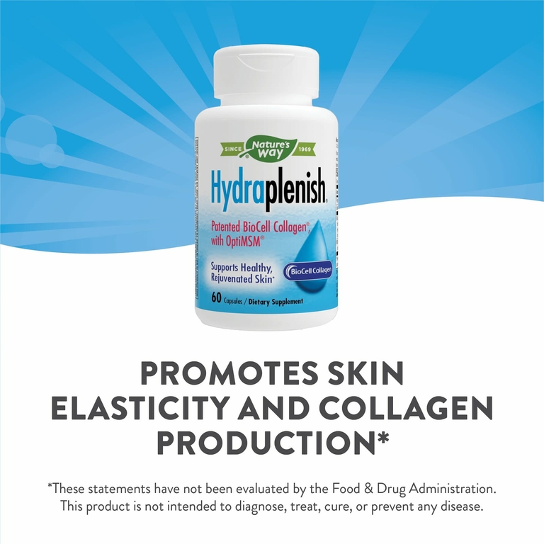 Nature's Way, Hydraplenish, запатентованный коллаген BioCell Collagen с OptiMSM, 60 капсул