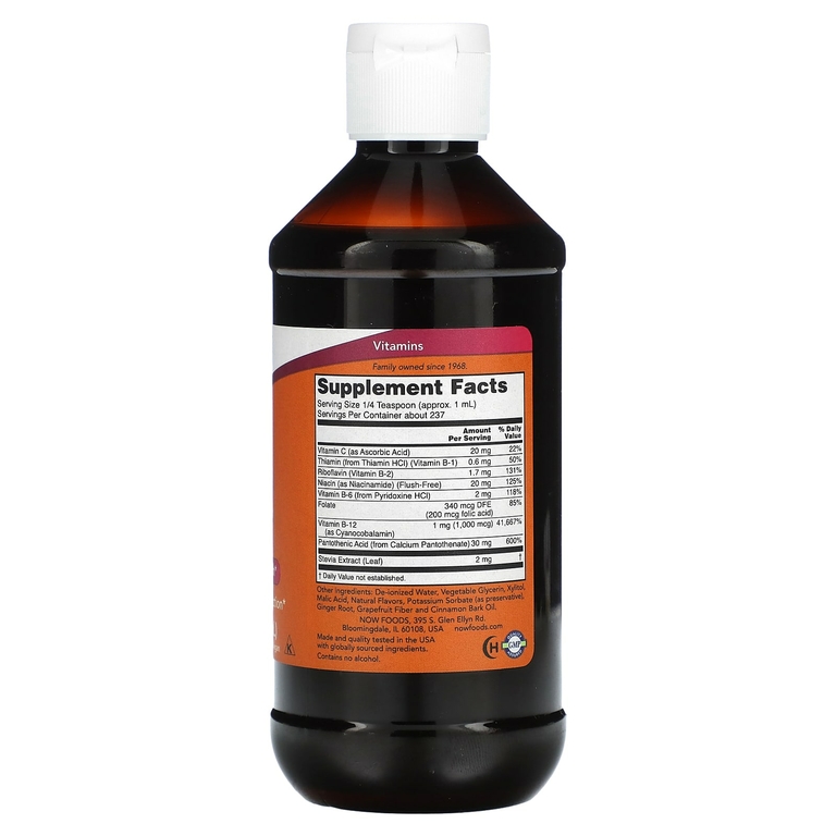 NOW Foods, B12, жидкий комплекс витамина B, 237 мл (8 жидк. унций)