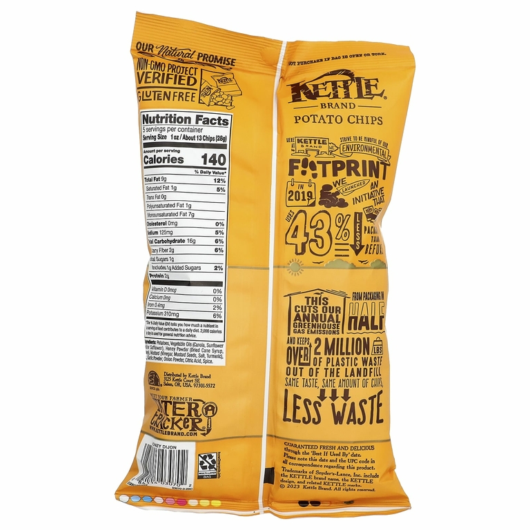 Kettle Foods, картофельные чипсы, с медом и дижоном, 141 г (5 унций)