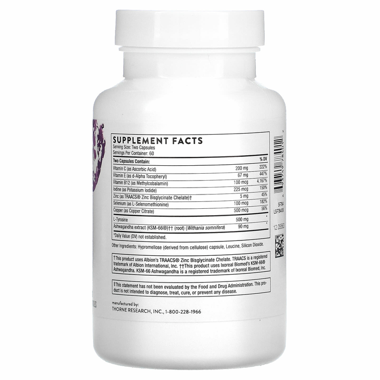 Thorne, Thyrocsin, кофакторы для щитовидной железы, 120 капсул