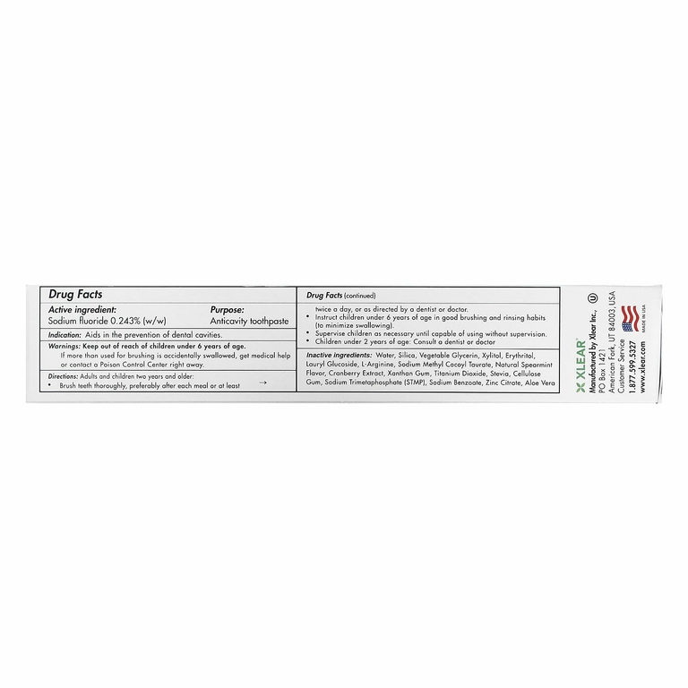 Xlear, Зубная паста Spry, против кариеса, со фтором и мятой, 5 унций (141 г)