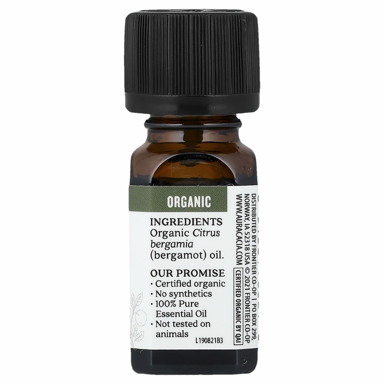 Aura Cacia, Чистое эфирное масло, органический бергамот, 7,4 мл (0,25 жидк. унции)