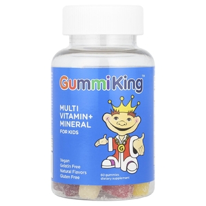 GummiKing, мультивитамины и микроэлементы для детей, со вкусом клубники, апельсина, лимона, винограда, вишни и грейпфрута, 60 жевательных таблеток