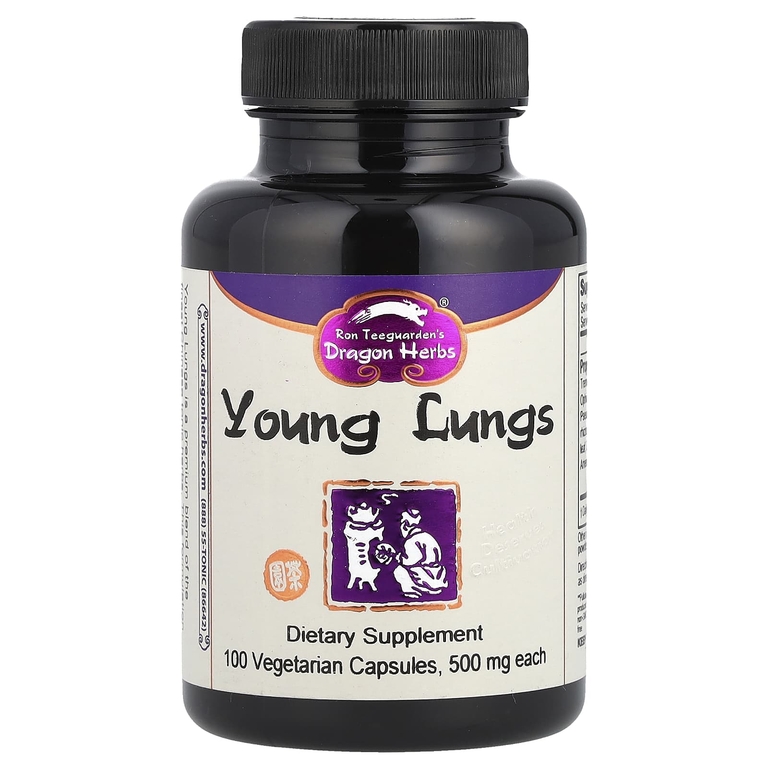 Dragon Herbs, Young Lungs, 500 мг, 100 вегетарианских капсул (Товар снят с продажи) 